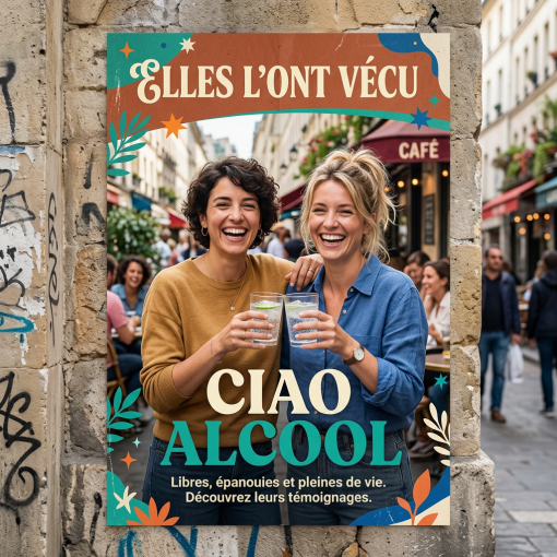 Two smiling women holding glasses of a clear beverage outdoors